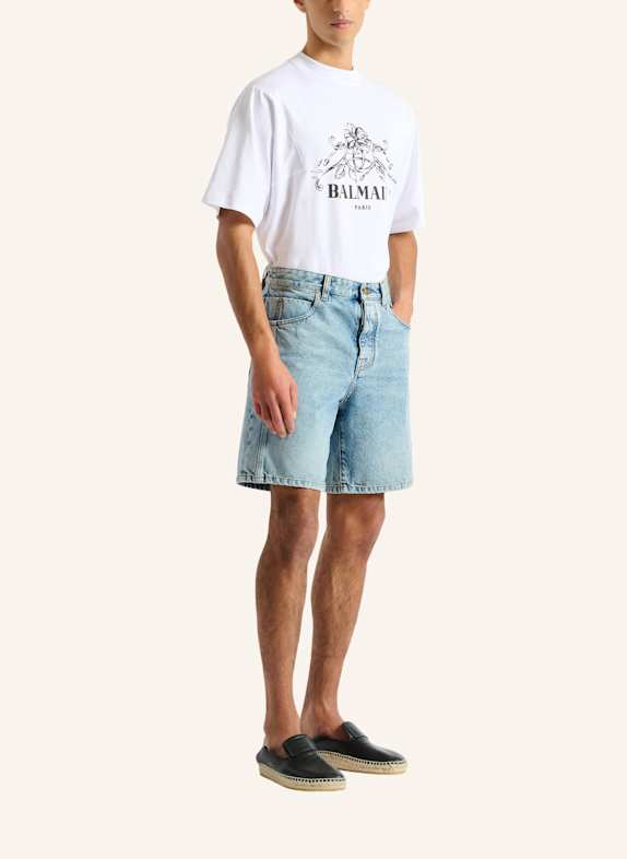 BALMAIN Bermudashorts aus verwaschenem Denim in Light Blue BLAU