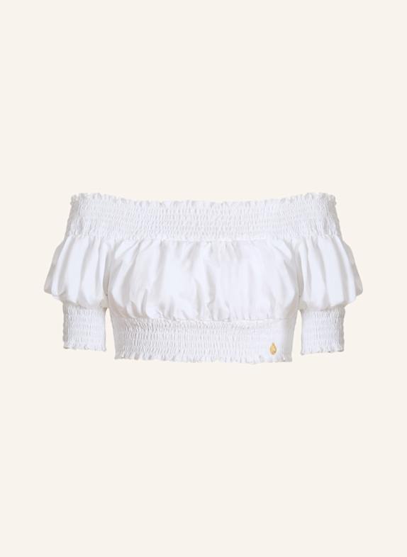 BALMAIN Schulterfreies Oberteil aus Popeline WEISS