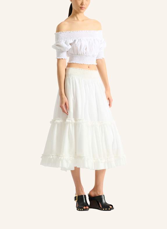 BALMAIN Schulterfreies Oberteil aus Popeline WEISS