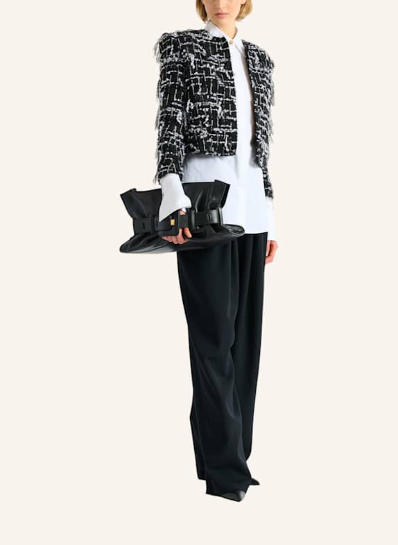 BALMAIN Spencer aus Tweed mit Fransen SCHWARZ