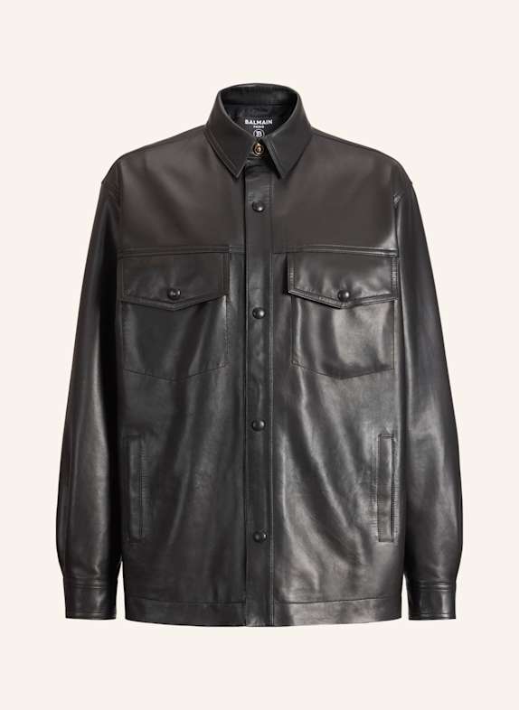 BALMAIN Überhemd aus Leder SCHWARZ