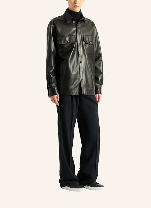 BALMAIN Überhemd aus Leder SCHWARZ