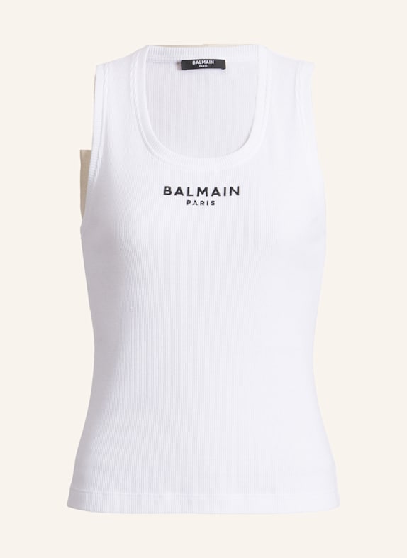 BALMAIN Tanktop mit Balmain Paris-Stickerei WEISS