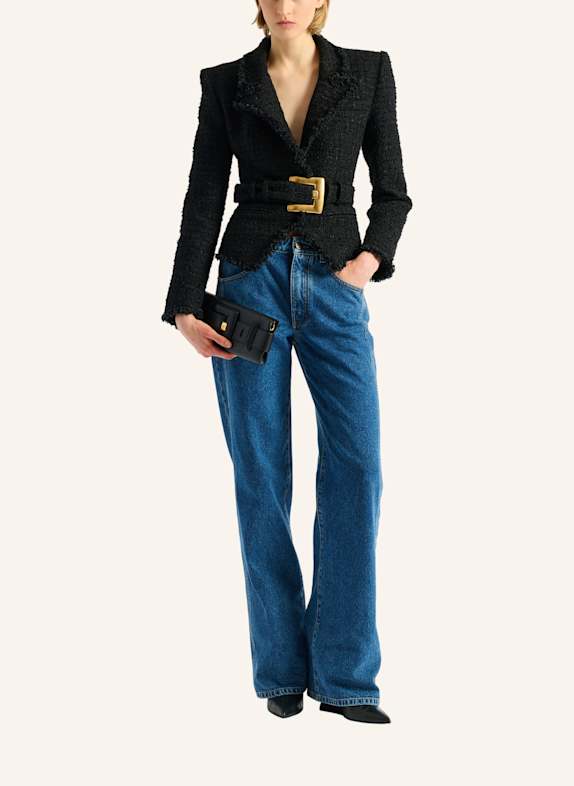 BALMAIN Tweedjacke mit Gürtel SCHWARZ