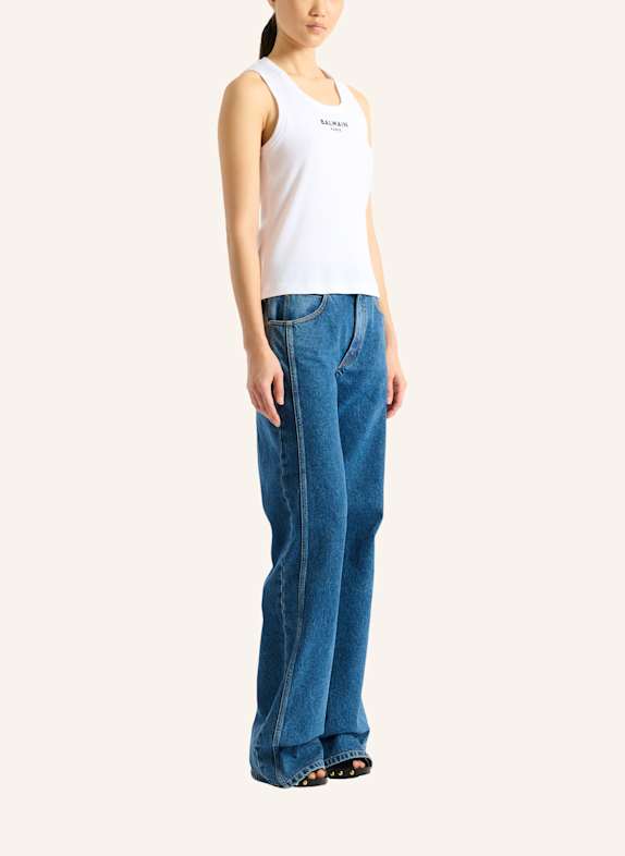 BALMAIN Tanktop mit Balmain Paris-Stickerei WEISS