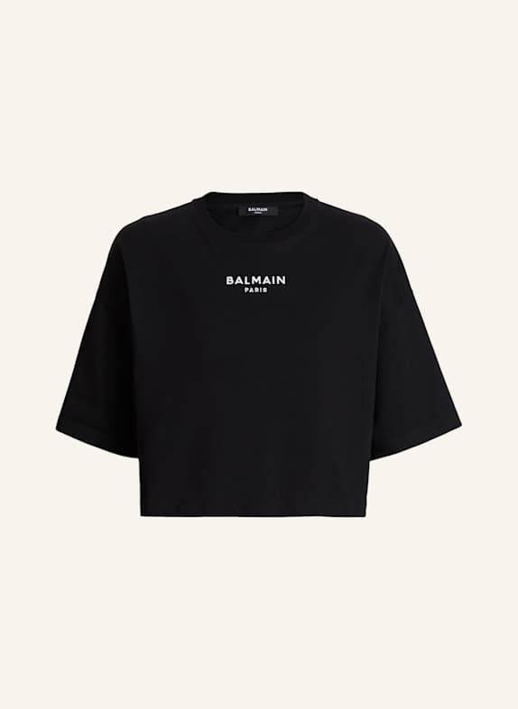 BALMAIN Besticktes Balmain Paris T-Shirt SCHWARZ