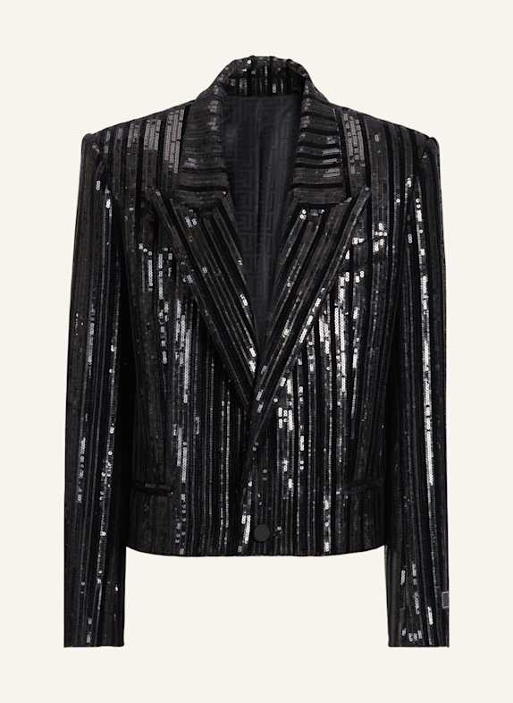 BALMAIN Spencer aus Samt mit Pailletten SCHWARZ