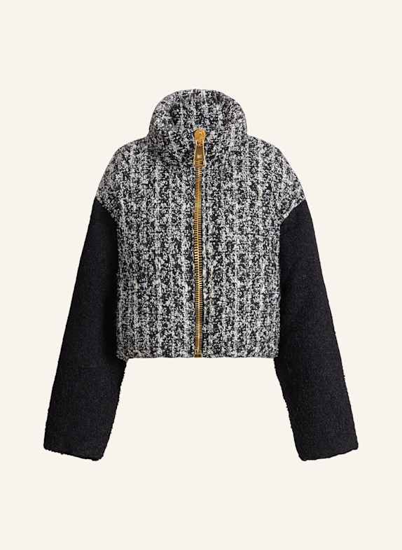 BALMAIN Zweifarbige Tweedjacke SCHWARZ