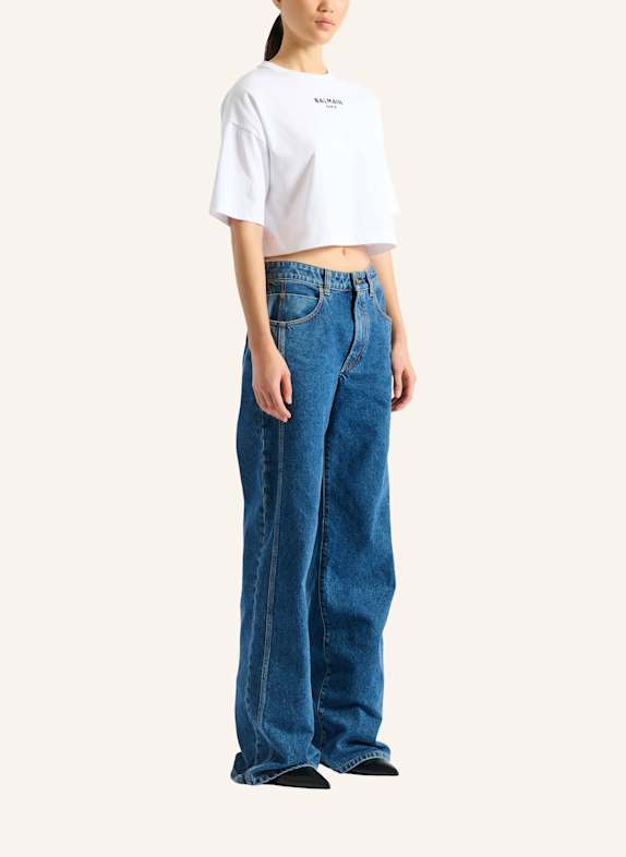 BALMAIN Besticktes Balmain Paris T-Shirt WEISS