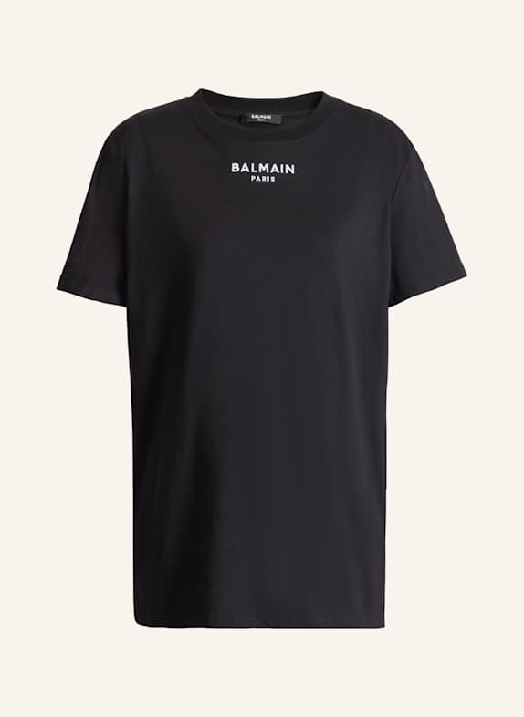 BALMAIN Besticktes Balmain Paris T-Shirt SCHWARZ