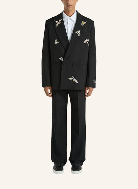 BALMAIN Bestickte Balmain Insect Jacke aus Wolle und Kristallen SCHWARZ