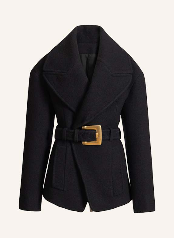 BALMAIN Caban mit Gürtel aus Wolle SCHWARZ