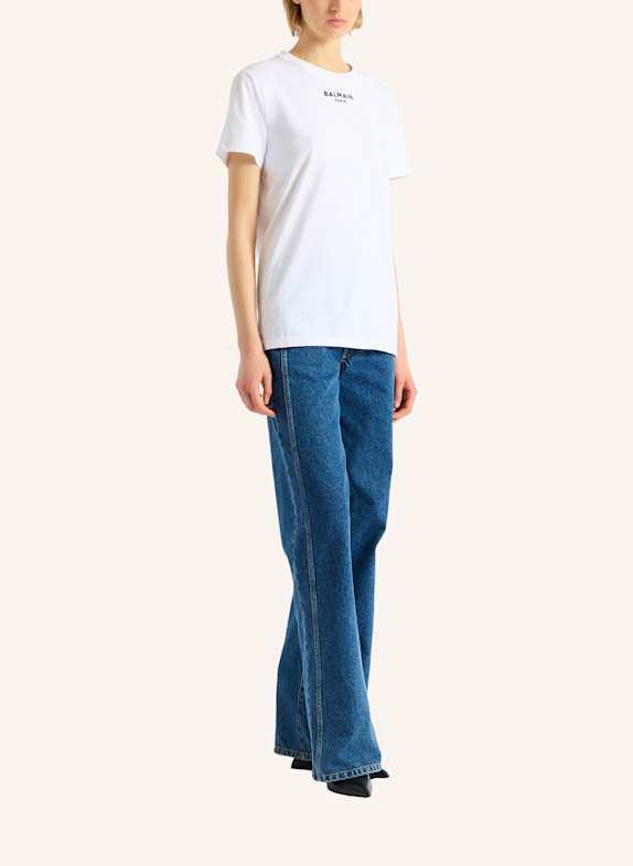 BALMAIN Besticktes Balmain Paris T-Shirt WEISS