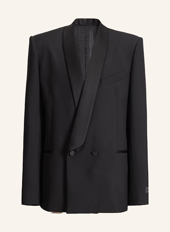 BALMAIN Jacke mit zwei Knöpfen aus Wolle und Satin SCHWARZ