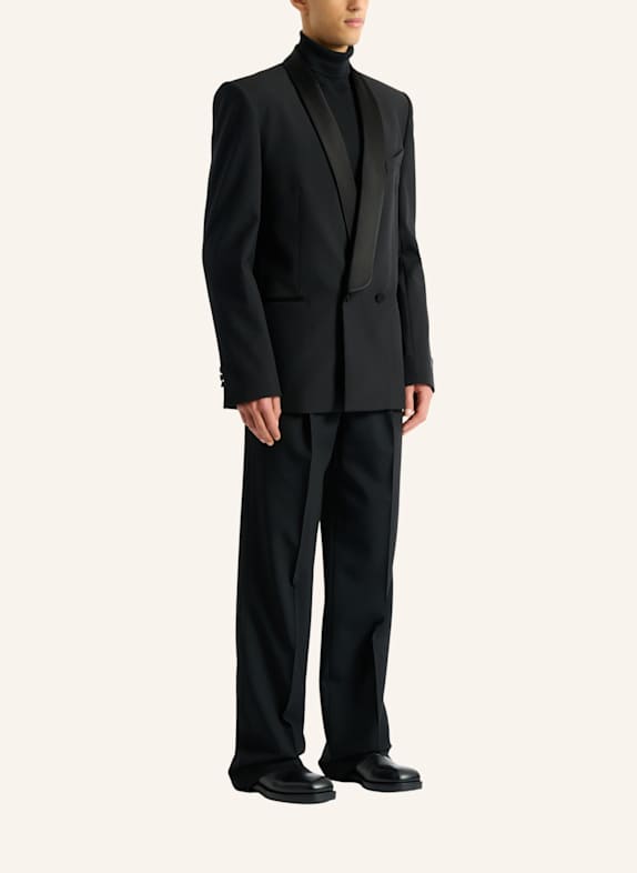 BALMAIN Jacke mit zwei Knöpfen aus Wolle und Satin SCHWARZ