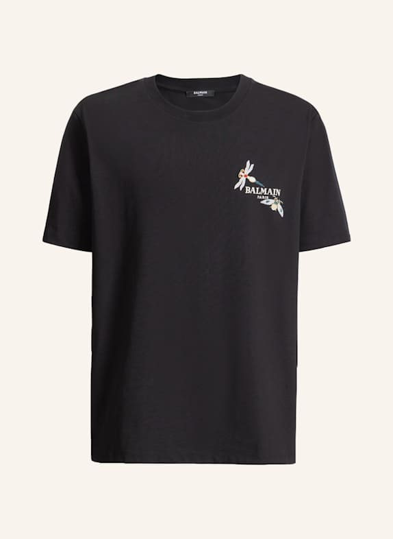 BALMAIN Besticktes Balmain Insect T-Shirt SCHWARZ