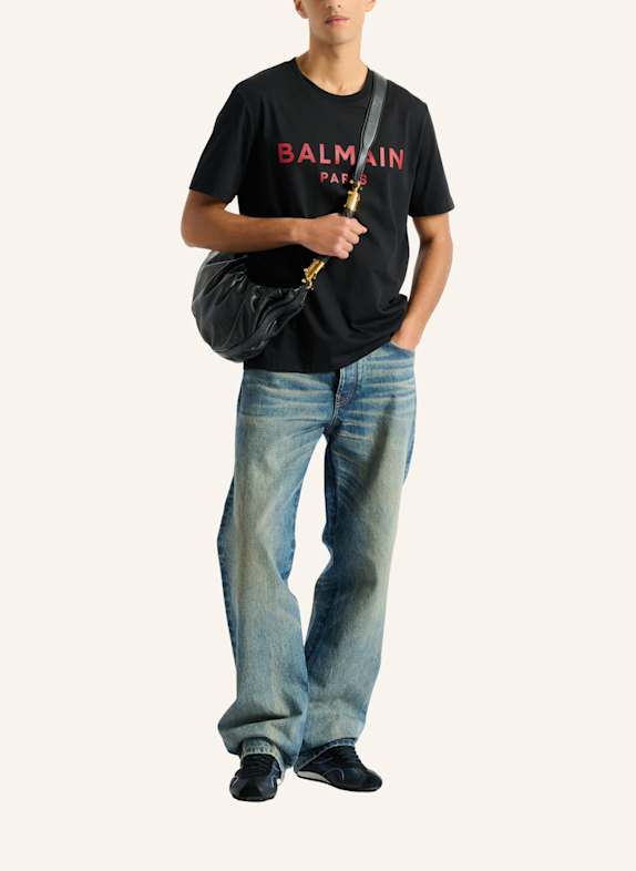 BALMAIN Bedrucktes T-Shirt aus Baumwolle NUDE