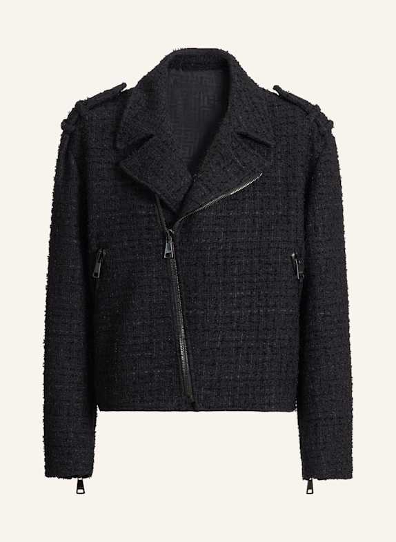 BALMAIN Bikerjacke aus Tweed SCHWARZ