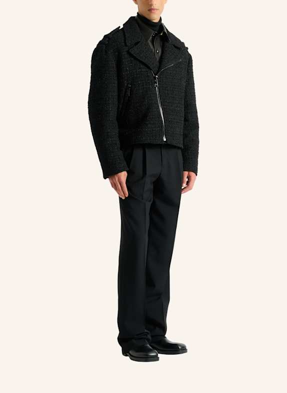 BALMAIN Bikerjacke aus Tweed SCHWARZ