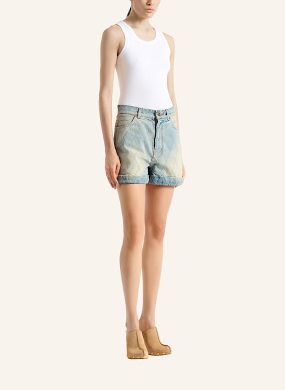 BALMAIN Jeansshorts mit Ziernähten BLAU