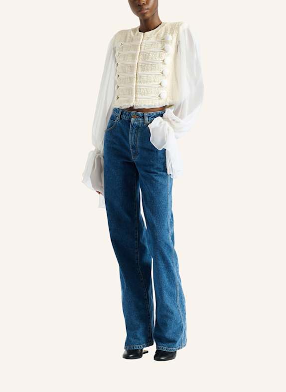 BALMAIN Spencer mit Knebelverschlüssen aus Tweed und Musselin WEISS