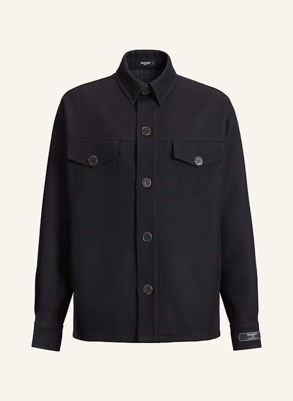 BALMAIN Überhemd aus Wolltwill SCHWARZ