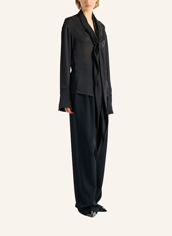 BALMAIN Seidenhemd mit geknotetem Kragen SCHWARZ