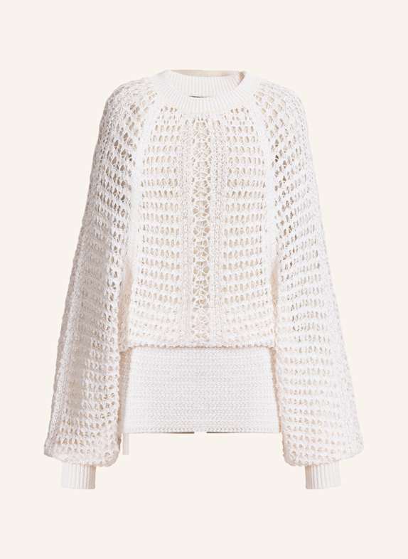 BALMAIN Kurzes Kleid aus gehäkelter Spitze WEISS