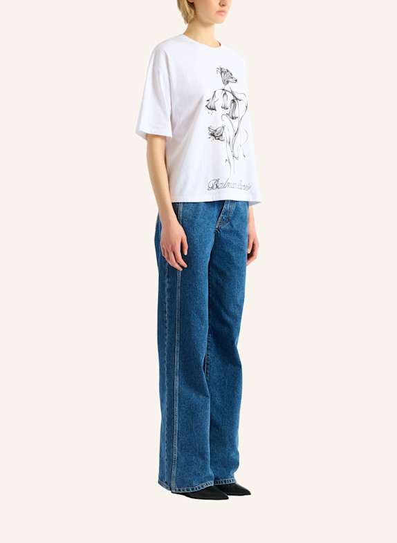 BALMAIN Bedrucktes Balmain Flower T-Shirt WEISS