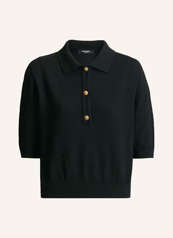 BALMAIN Polohemd mit drei Knöpfen SCHWARZ