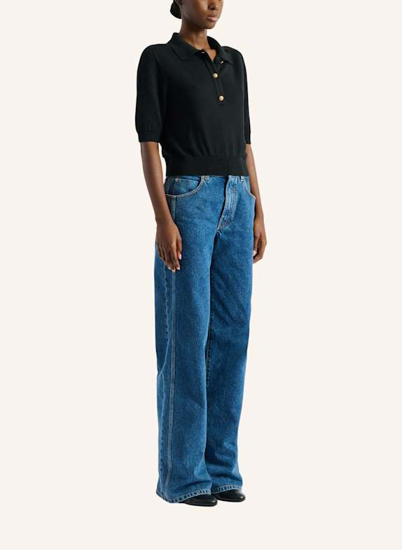 BALMAIN Polohemd mit drei Knöpfen SCHWARZ