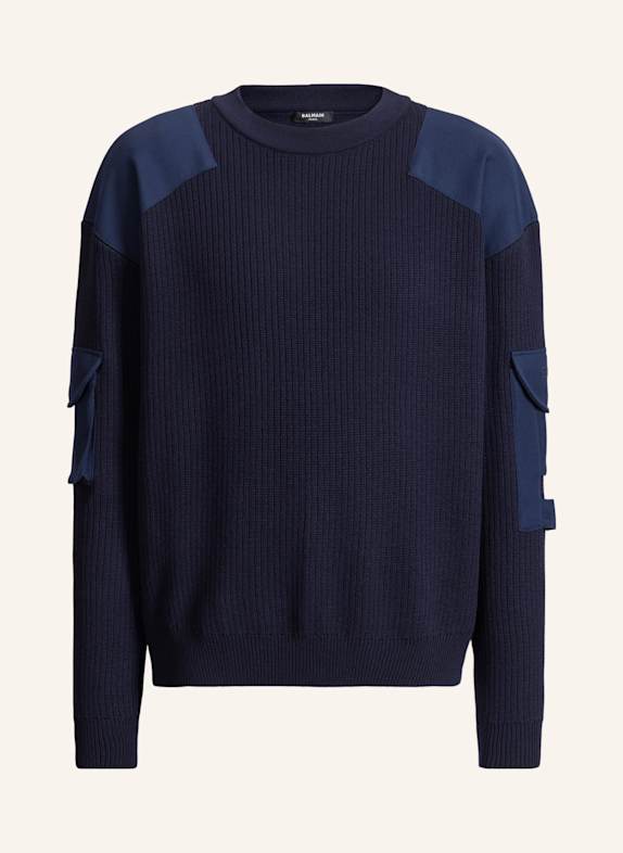 BALMAIN Balmain Vintage Wollpullover Utility BLAU
