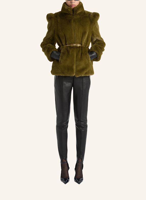 BALMAIN Kurzmantel aus Kunstfell GRÜN