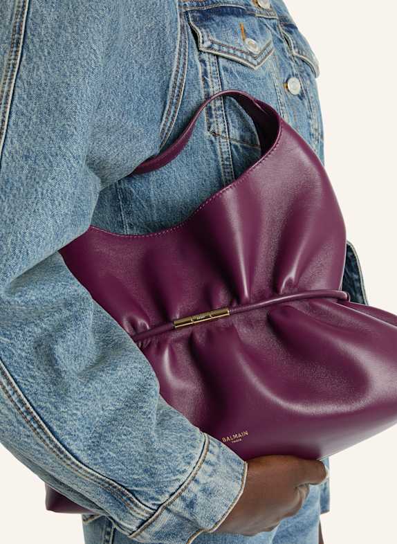 BALMAIN Mittelgroße Tasche SPHYNX aus Glattleder LILA