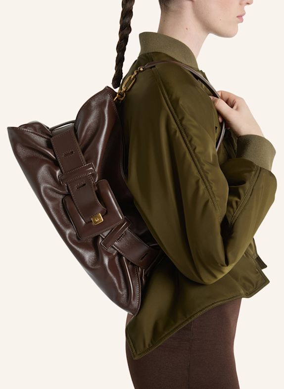 BALMAIN Mittelgroße Tasche ANTHEM aus Glattleder BRAUN