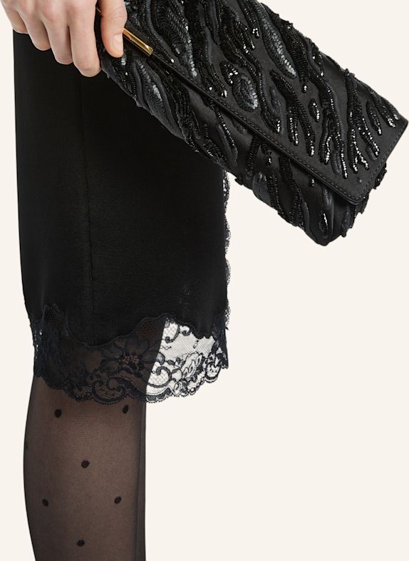 BALMAIN Tasche LONG CLUTCH aus besticktem Satin SCHWARZ