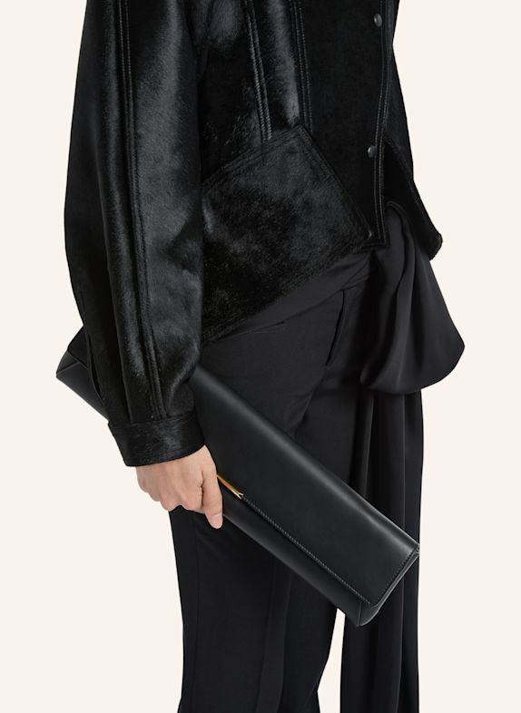 BALMAIN Tasche LONG CLUTCH aus Glattleder SCHWARZ