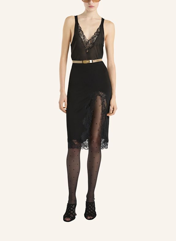 BALMAIN Halblanger Rock mit Spitze SCHWARZ