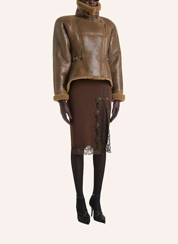 BALMAIN Halblanger Rock mit Spitze BRAUN