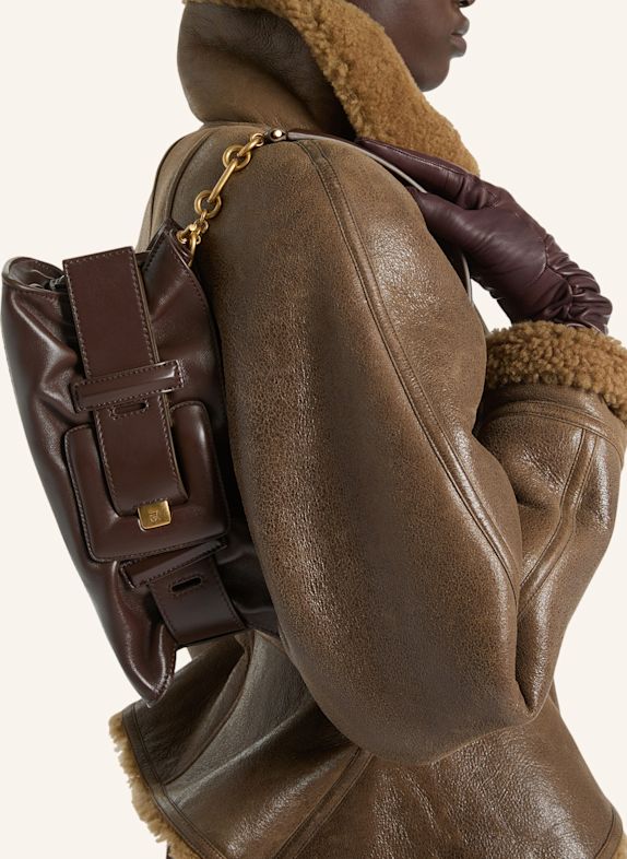 BALMAIN Mini-Tasche ANTHEM aus Glattleder BRAUN