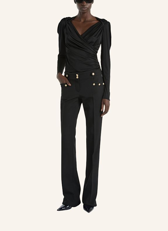 BALMAIN Drapiertes Oberteil aus fließendem Jersey SCHWARZ