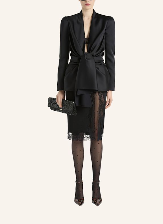 BALMAIN Gebundene Jacke aus Satin-Crêpe SCHWARZ
