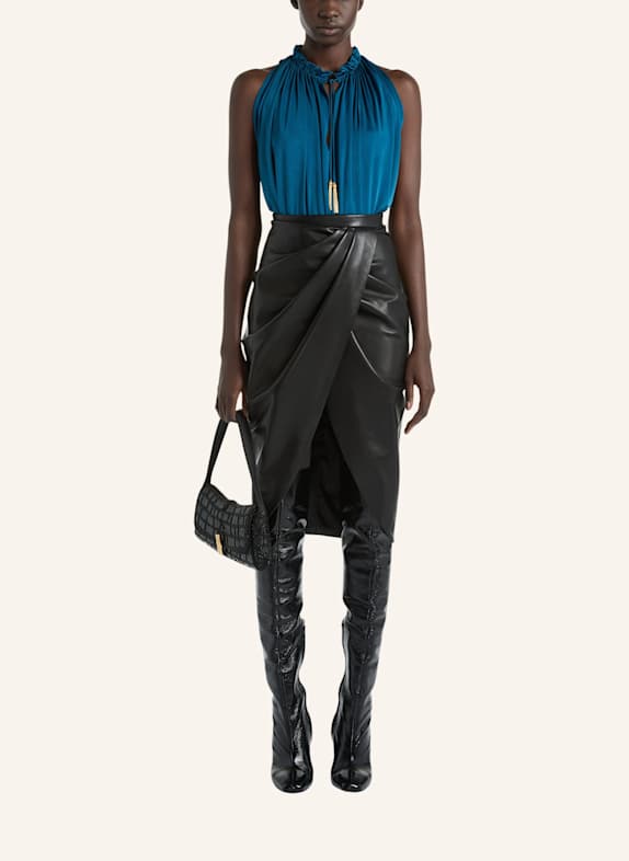 BALMAIN Plissiertes Oberteil aus fließendem Jersey BLAU
