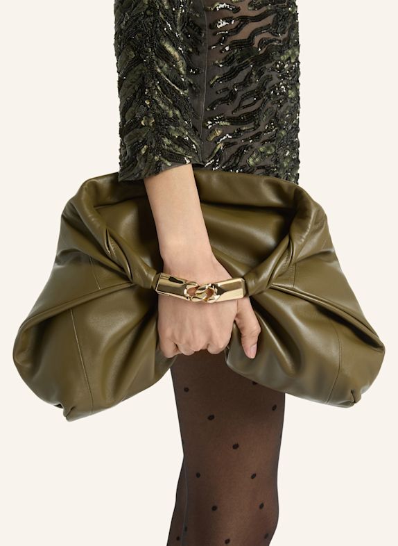BALMAIN Mittelgroße Tasche DINNER AT 8 aus Glattleder GRÜN