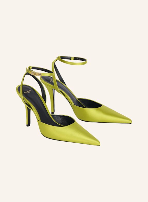 BALMAIN Pumps mit Riemchen aus Satin GRÜN
