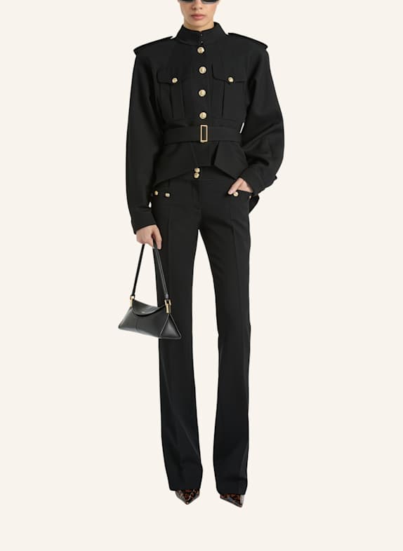 BALMAIN Wolljacke mit Schößchen SCHWARZ