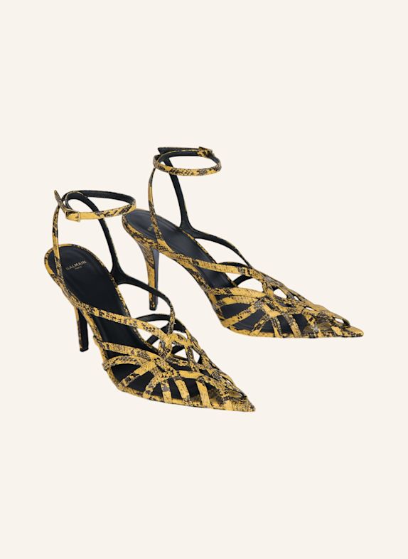BALMAIN Sandalen Cage aus Leder in Pythonoptik GELB