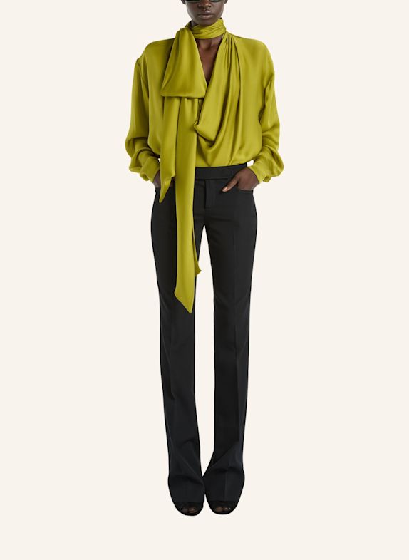 BALMAIN Drapierte Bluse aus Seidenmusselin GRÜN