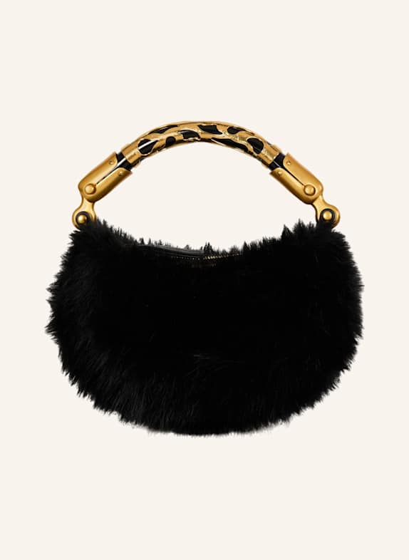 BALMAIN Ebene Mini-Tasche aus Kunstfell SCHWARZ