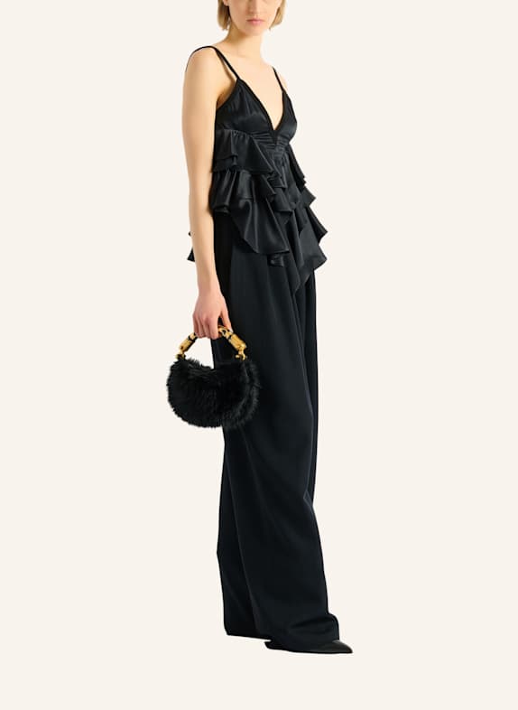 BALMAIN Ebene Mini-Tasche aus Kunstfell SCHWARZ